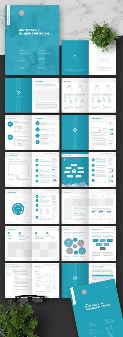 Clean Business Proposal Layout with Blue Accent - 305748291