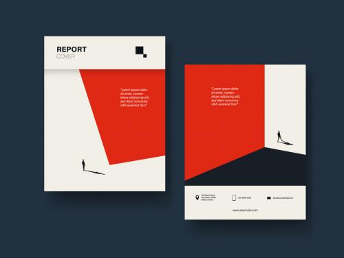 Retro Report Cover Layout with Red Wall - 305754071