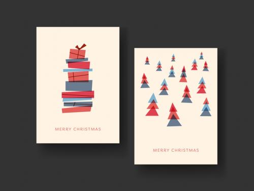 Christmas Red Retro Card Layout - 305754139