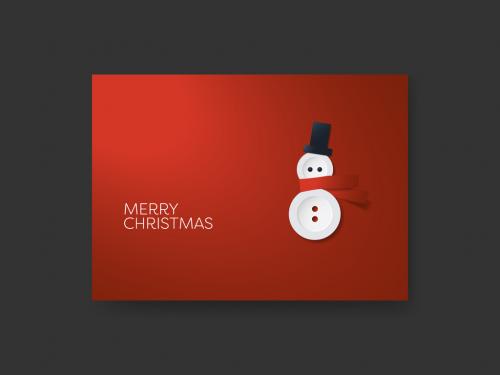 Christmas Card Layout with Button Snowman - 305754162