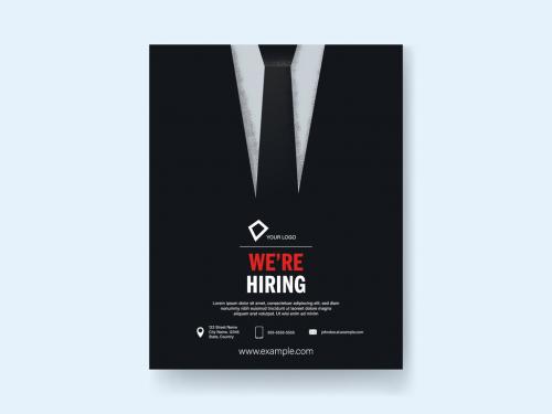 Hiring Call Flyer with Retro Suit Layout - 305754403