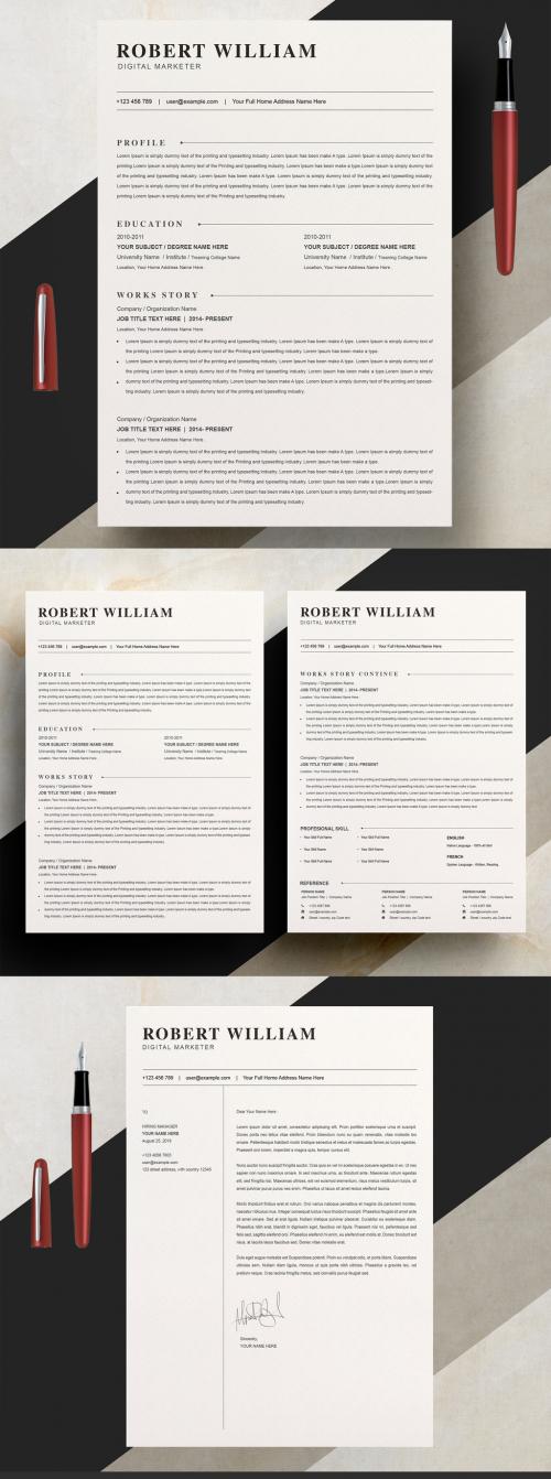 Clean Resume Layout with Cover Letter - 305756387