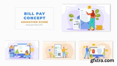 Videohive Online Bill Pay Concept Flat Design Animation Scene 49459398