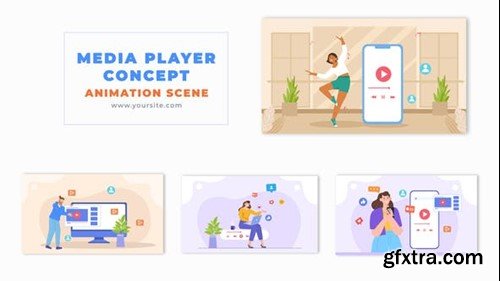 Videohive Flat Vector Multimedia Player Concept Animation Scene 49459151