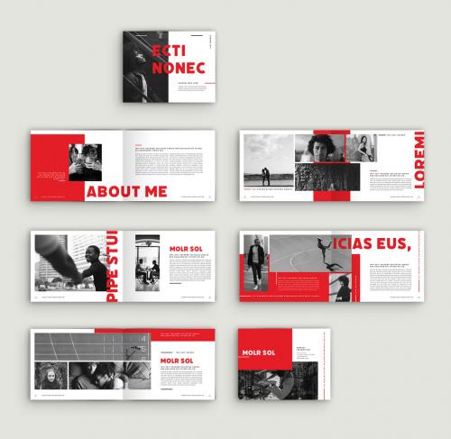 Portfolio Layout with Red Accents - 305794080