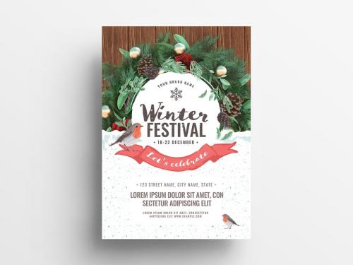 Event Flyer with Winter Scene Illustration - 305812729