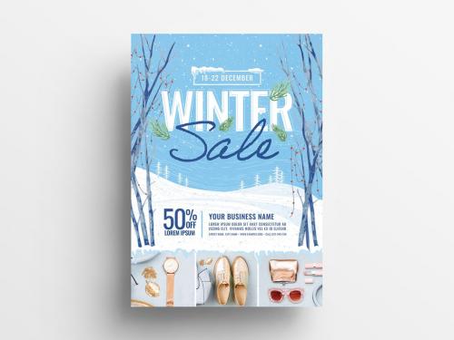 Event Flyer with Winter Scene Illustration - 305813831