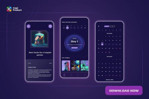 Health Tracking App - Cyberpunk Design Style