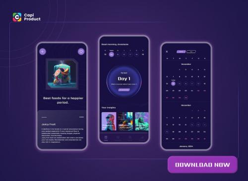 Health Tracking App - Cyberpunk Design Style