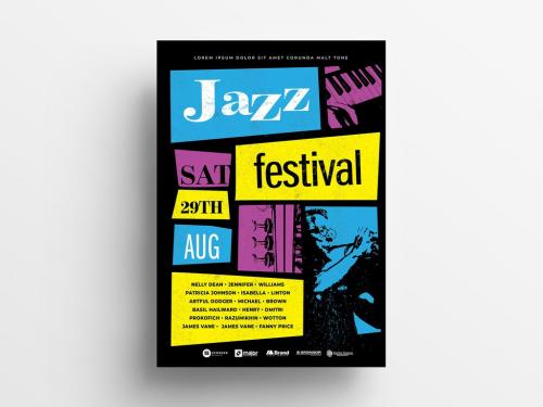 Jazz Flyer with Illustrated Instruments - 305985372