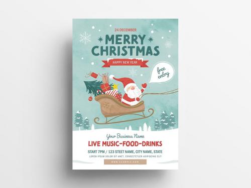 Christmas Flyer with Snowy Scene - 305985605