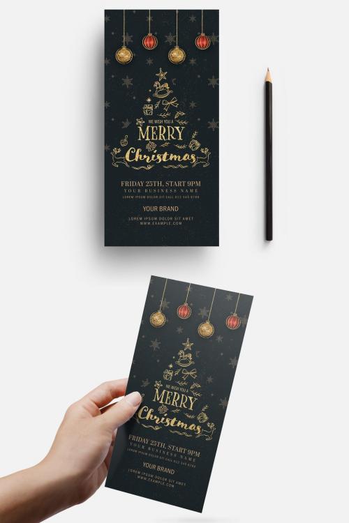 Christmas Flyer Layout with Elegant Illustrations - 305985747