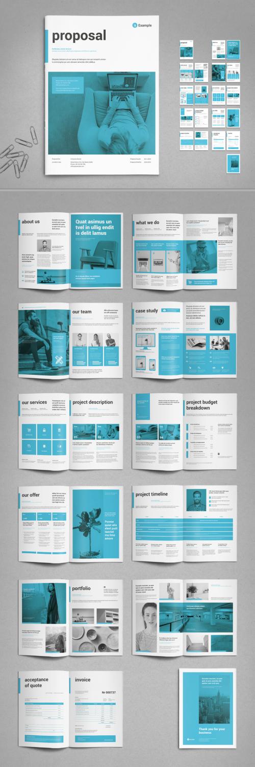 White and Cyan Blue Proposal Layout - 306020680