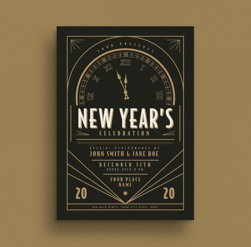 Art Deco New Year Event Flyer Layout - 306028406