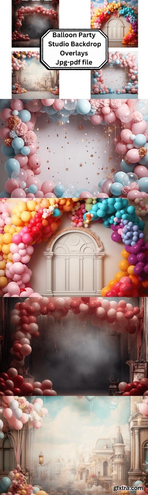 Balloon Party Studio Backdrop Overlays