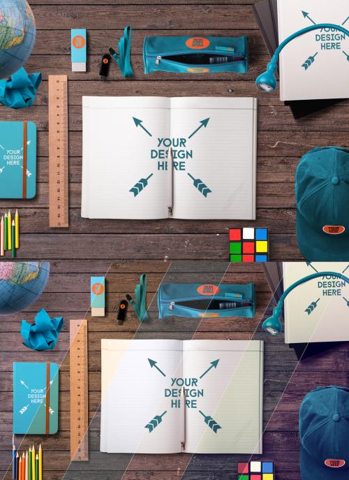 Back to School Blue School Supplies Mockup - 306997452