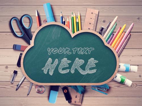 Back to School Chalkboard Cloud Mockup - 306997925