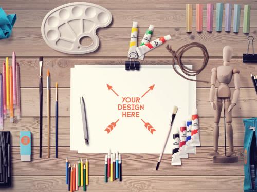 Back to School Art Equipment Mockup - 306998027