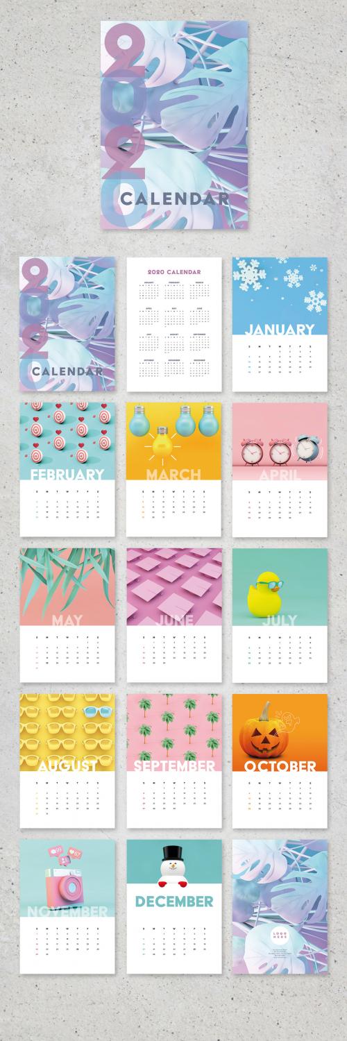 Colorful Wall Calendar Layout - 307016418