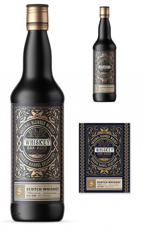 Vintage Whiskey Label Packaging Layout  - 307182351