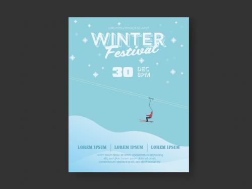 Winter Festival Skier on Lift Flyer Layout - 307227878