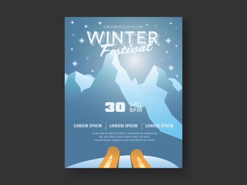 Winter Festival Skier Skis Tips Flyer Layout - 307227919