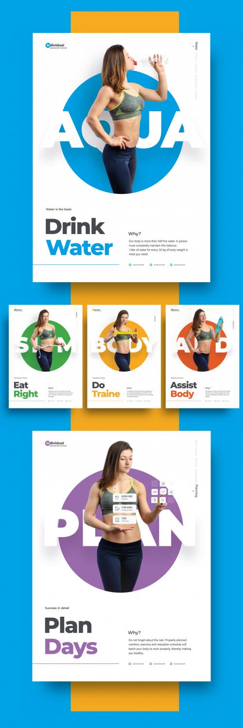 Healthy Lifestyle Poster Layout Set - 307431464