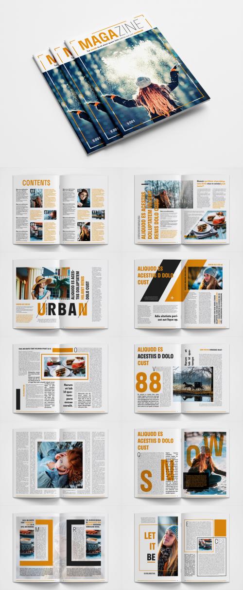 Magazine Layout with Orange Accents - 307432154