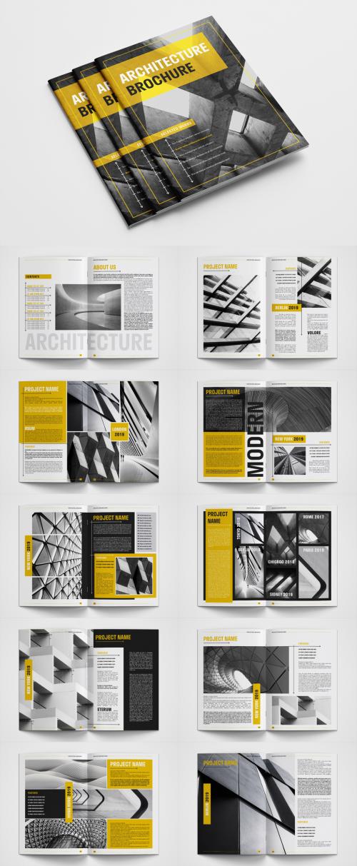 Brochure Layout with Yellow Accents - 307433138