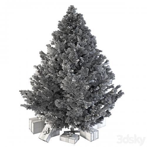 Dark christmas tree with boxes and garland