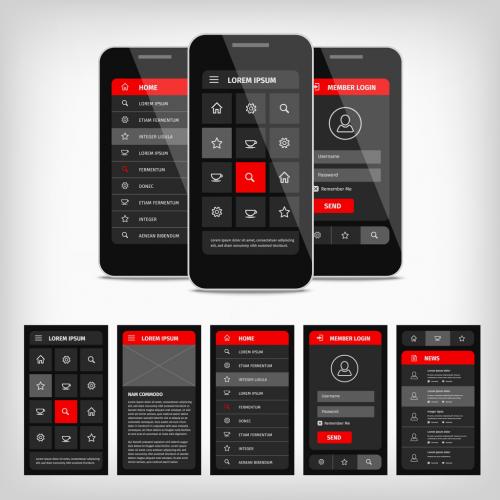 Dark Mobile User Interface Layout - 307490759