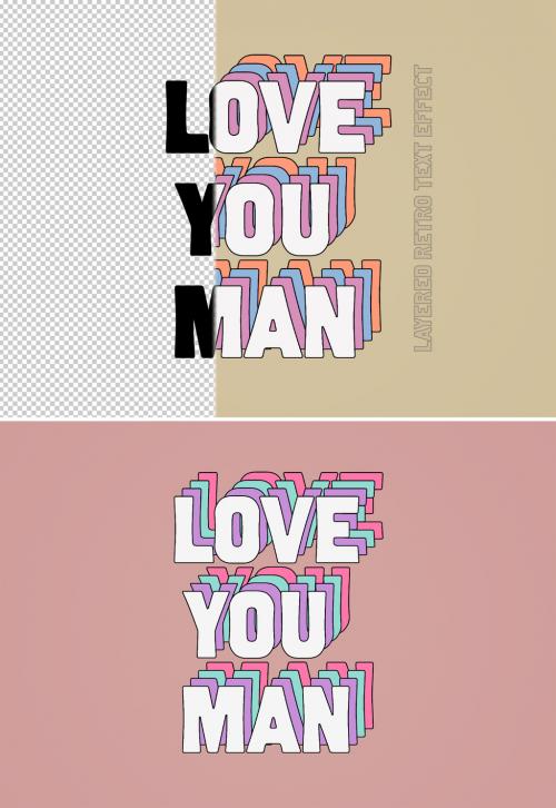 Retro Sixties Layered Text Effect - 307498920