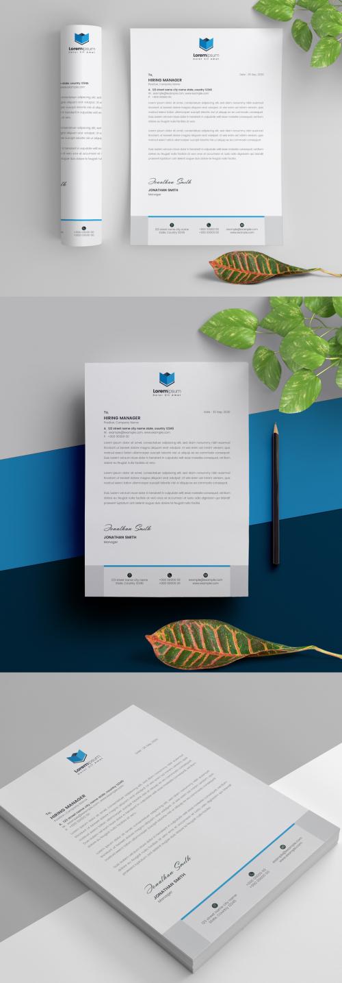 Letterhead Layout with Blue Accents - 307663969