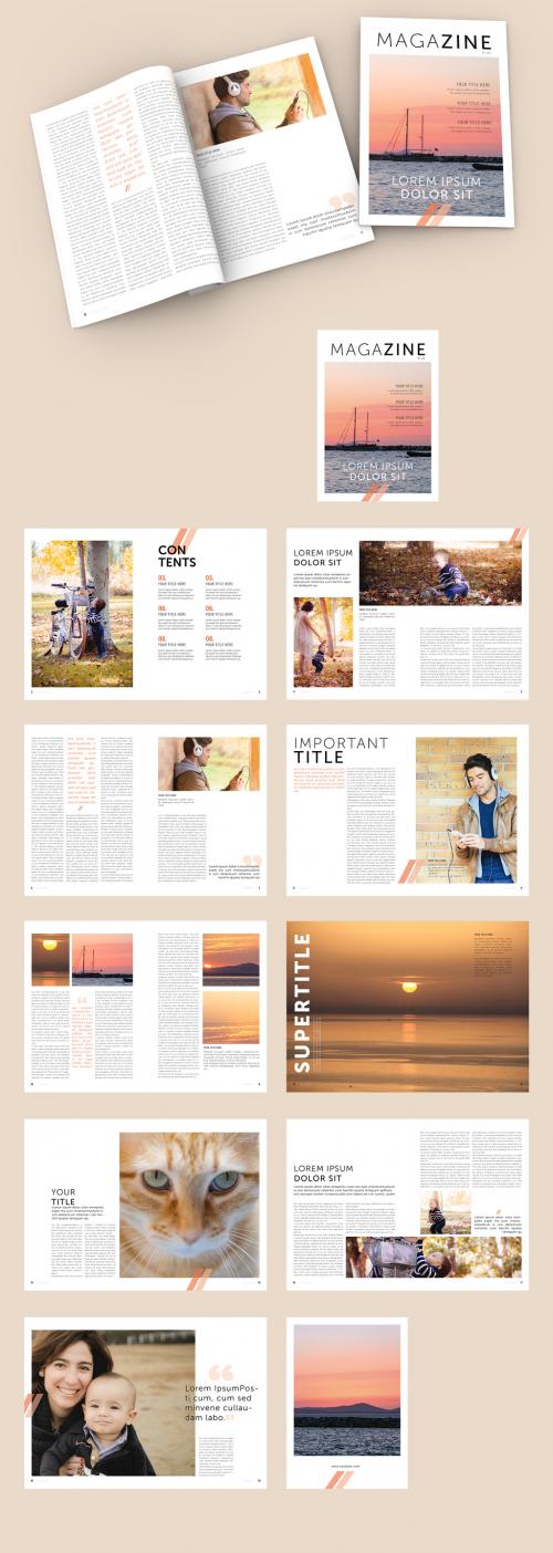 Magazine Layout with Orange Accents - 307888047