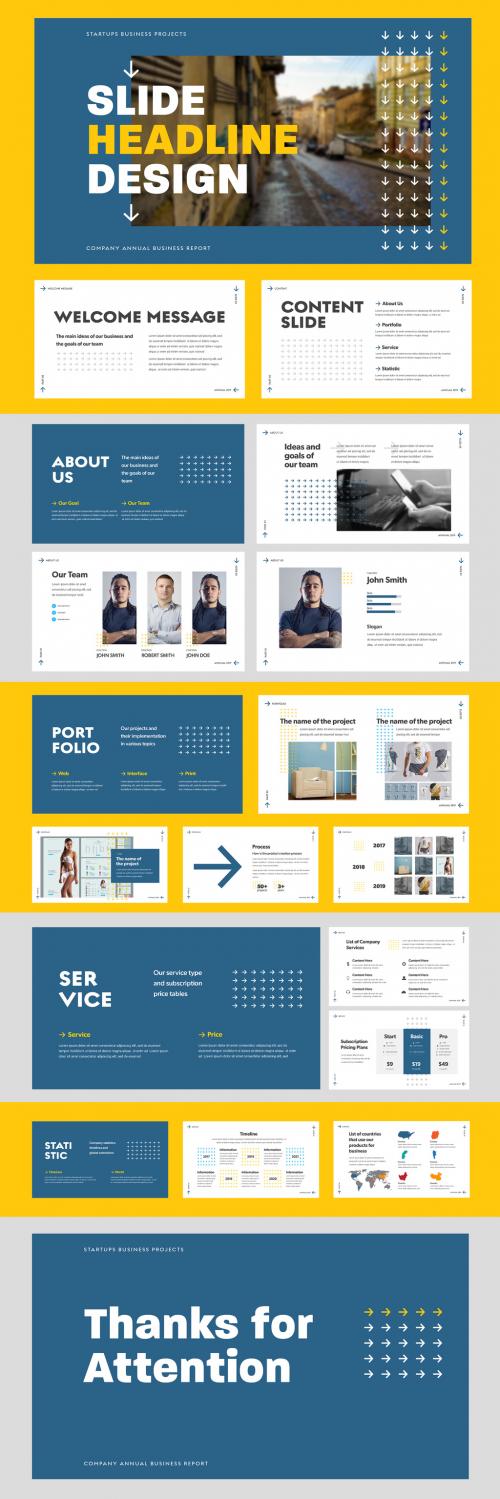 Business Presentation Layout with Arrows - 307895465