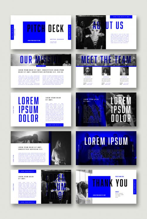 Pitch Deck Layout with Blue Accents - 307913349