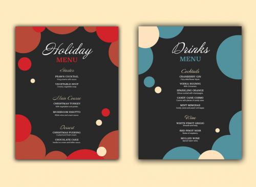 Menu Layout with Circular Pattern Elements - 307917577