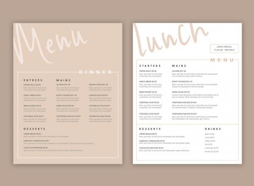 White and Tan Menu Layout Set - 307918308