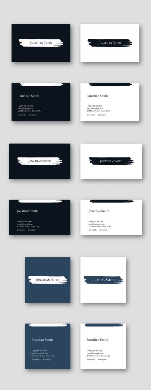 Business Card Layout with Brushstroke Design - 307918325