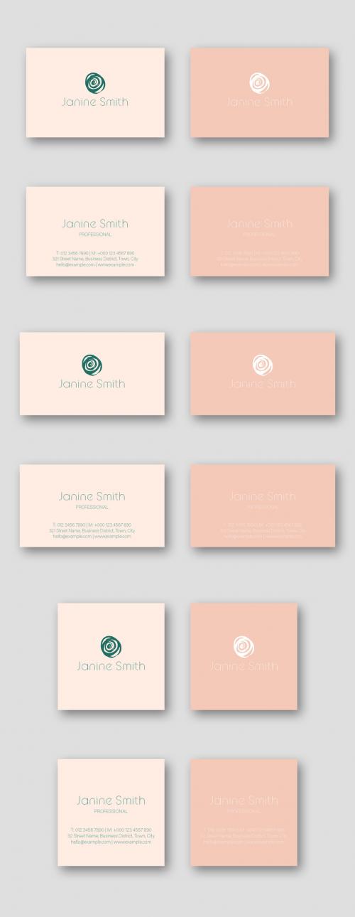 Business Card Layout with Abstract Swirl Design - 307918365