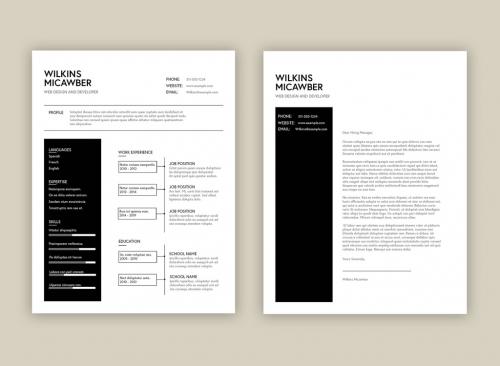 Resume Layout with Black Sidebar Element - 307922651