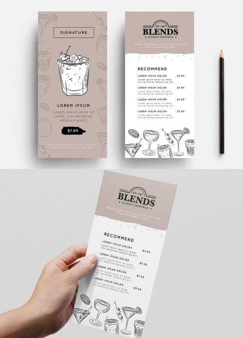 Illustrated Cocktail Menu Flyer Layout - 307929117