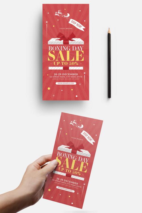 Boxing Day Sale Card Layout with Red Winter Theme - 307929119