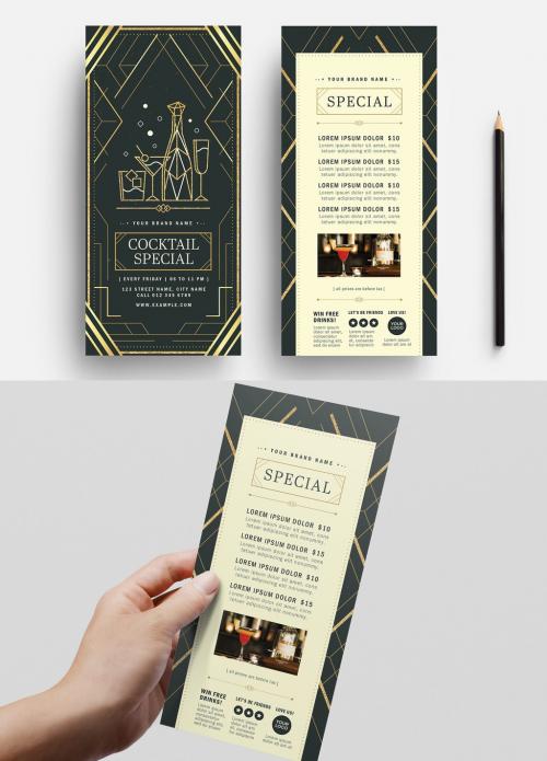 Art Deco Menu Flyer Layout in Gold & Black - 307929182