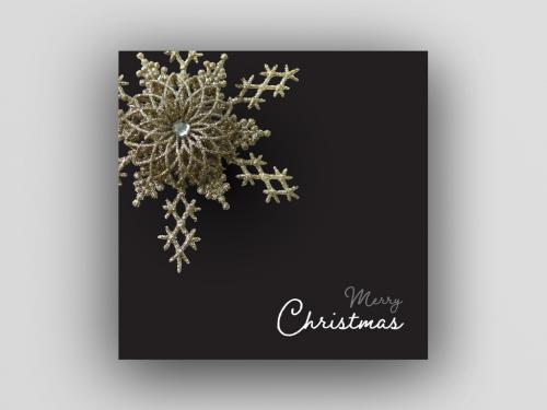 Black Christmas Card Layout with Detailed Gold Star - 308496115