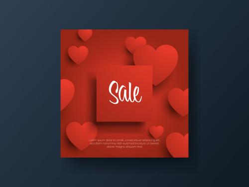 Valentine Sale Banner Layout with Hearts - 308534359