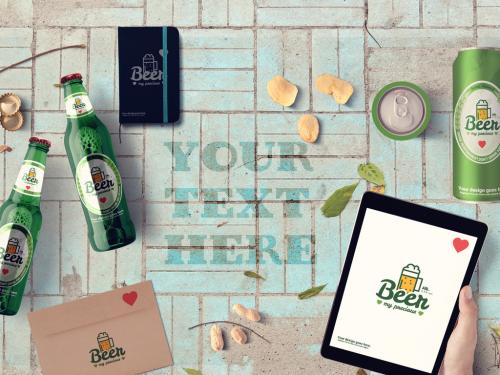 Beer Packaging and Tablet Mockup - 308552398