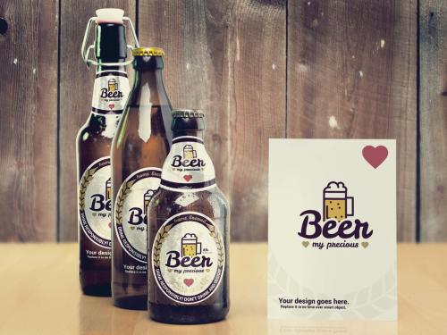 Various Beer Bottle Size Mockup with Menu - 308553189