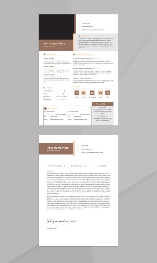 Resume Layout with Brown Accents - 308751327