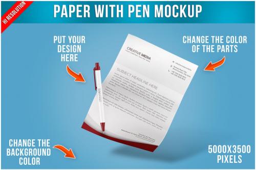 Paper with Pen Mockup